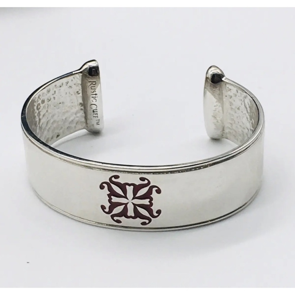 Rustic Cuff silver tone red logo cuff bracelet